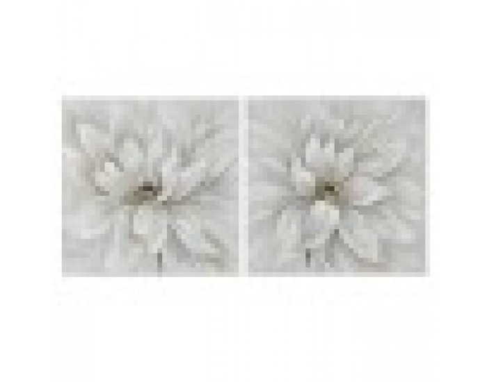 Картина Home ESPRIT Бял Пластно Дървен MDF Цвете романтичен 80 x 3 x 80 cm (2 броя)