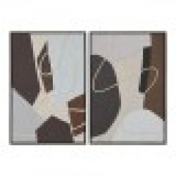 Картина Home ESPRIT Кафяв Бежов Абстрактен Град 63 x 4,5 x 93 cm (2 броя) - Tablouri, postere, puzzle-uri
