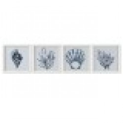 Картина Home ESPRIT Син Бял Средиземноморско 35 x 2 x 35 cm (4 броя) - Tablouri, postere, puzzle-uri