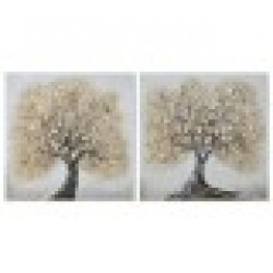 Картина Home ESPRIT Златен Пластно Дървен MDF Дърво Традиционен 80 x 3 x 80 cm (2 броя) - Tablouri, postere, puzzle-uri