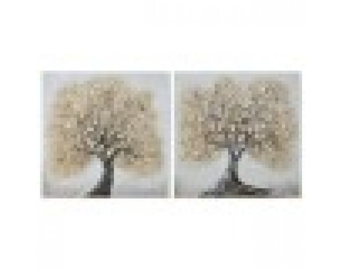 Картина Home ESPRIT Златен Пластно Дървен MDF Дърво Традиционен 80 x 3 x 80 cm (2 броя)