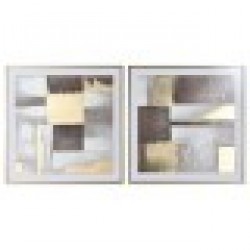 Картина Home ESPRIT Кафяв Златен Абстрактен Модерен 80 x 4 x 80 cm (2 броя) - Tablouri, postere, puzzle-uri