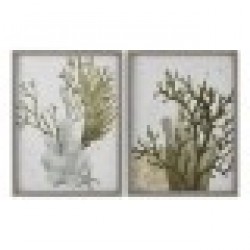 Картина Home ESPRIT Зелен Корал Средиземноморско 45 x 2 x 60 cm (2 броя) - Tablouri, postere, puzzle-uri