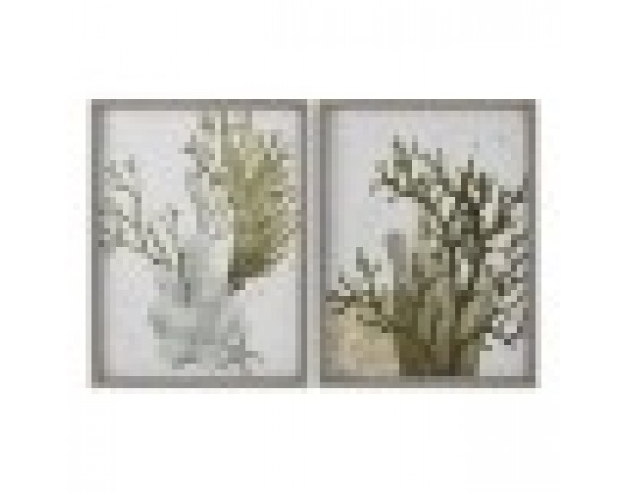 Картина Home ESPRIT Зелен Корал Средиземноморско 45 x 2 x 60 cm (2 броя)