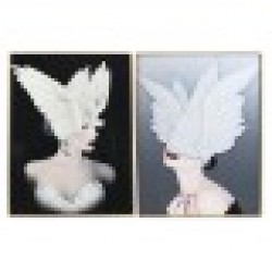 Картина DKD Home Decor Пера Модерен (60 x 3 x 80 cm) (2 броя) - Tablouri, postere, puzzle-uri