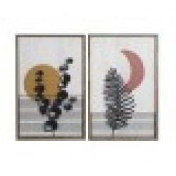 Картина DKD Home Decor Лист на растение (51 x 3 x 76,5 cm) (2 броя) - Tablouri, postere, puzzle-uri