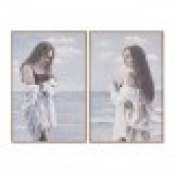 Картина Home ESPRIT Дама Средиземноморско 80 x 3,5 x 120 cm (2 броя) - Tablouri, postere, puzzle-uri