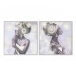 Картина Home ESPRIT Колониален Златен Африканка 80 x 2,8 x 80 cm (2 броя) - Tablouri, postere, puzzle-uri
