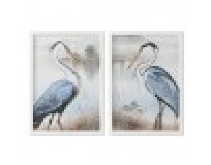 Картина Home ESPRIT Син Бял Птици Ориенталски 50 x 2,5 x 70 cm (2 броя)
