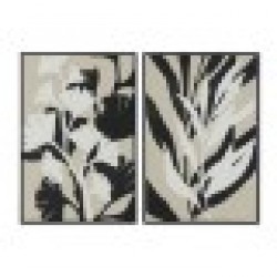 Картина Home ESPRIT Бял Черен Бежов Лист на растение Град 63 x 4,3 x 93 cm (2 броя) - Tablouri, postere, puzzle-uri