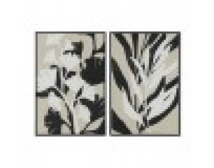 Картина Home ESPRIT Бял Черен Бежов Лист на растение Град 63 x 4,3 x 93 cm (2 броя)