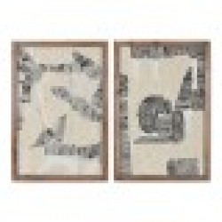Картина Home ESPRIT Бял Сив Абстрактен Град 43 x 3 x 63 cm (2 броя) - Tablouri, postere, puzzle-uri