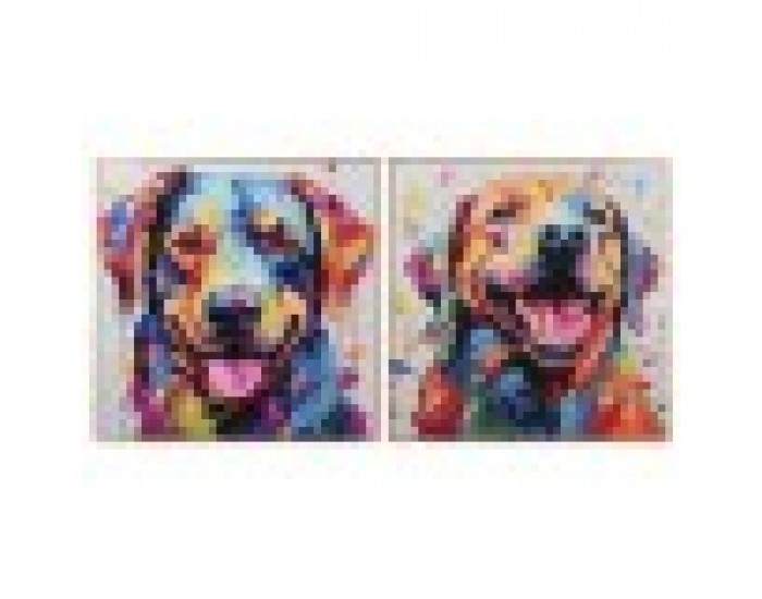 Картина Home ESPRIT Модерен Куче 80 x 3 x 80 cm (2 броя)