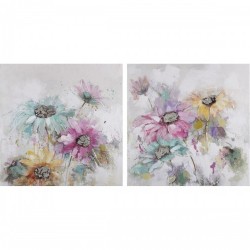 Картина DKD Home Decor Lilled Shabby Chic (100 x 3,5 x 100 cm) (2 броя) - Tablouri, postere, puzzle-uri