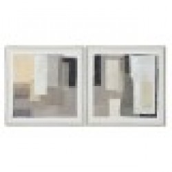 Картина Home ESPRIT Черен Бежов Абстрактен Град 82 x 3,8 x 82 cm (2 броя) - Tablouri, postere, puzzle-uri