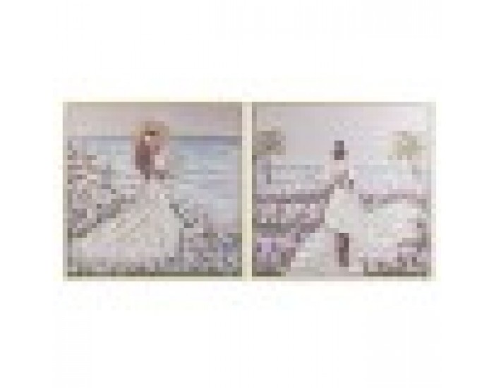 Картина DKD Home Decor Плаж Средиземноморско (100 x 4 x 100 cm) (2 броя)
