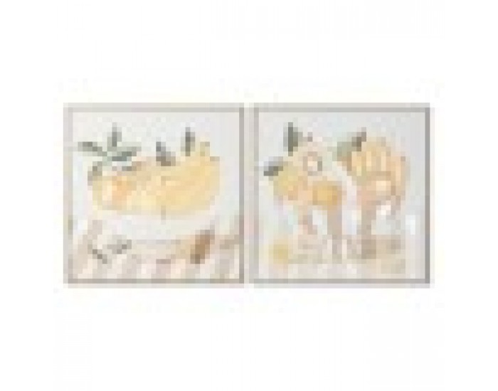 Картина Home ESPRIT Жълт Бежов Cottage 80 x 4 x 80 cm (2 броя)