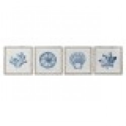 Картина Home ESPRIT Корал Средиземноморско 50 x 2,5 x 50 cm (4 броя) - Tablouri, postere, puzzle-uri