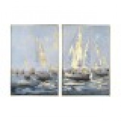 Картина Home ESPRIT Яхти Средиземноморско 83 x 4,5 x 123 cm (2 броя) - Tablouri, postere, puzzle-uri