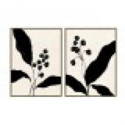 Картина Home ESPRIT Черен Бежов Цвете Град 75 x 4 x 100 cm (2 броя) - Tablouri, postere, puzzle-uri