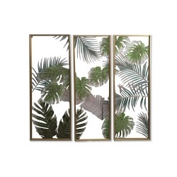 Пластно DKD Home Decor 3 Части Тропически Лист на растение (122 x 3 x 122 cm) - Tablouri, postere, puzzle-uri