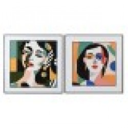 Картина Home ESPRIT Абстрактен Град 80 x 3,5 x 80 cm (2 броя) - Tablouri, postere, puzzle-uri