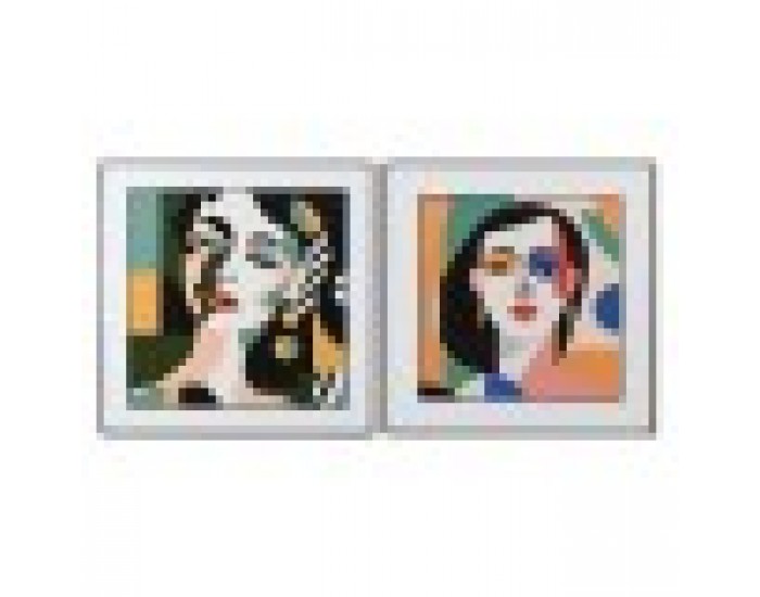 Картина Home ESPRIT Абстрактен Град 80 x 3,5 x 80 cm (2 броя)
