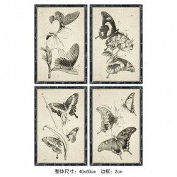 Картина DKD Home Decor Пеперуди (40 x 60 x 2.8 cm) (4 броя) - Tablouri, postere, puzzle-uri