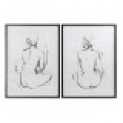 Картина DKD Home Decor Дама (70 x 2.5 x 90 cm) (2 pcs) - Tablouri, postere, puzzle-uri
