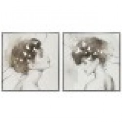 Картина DKD Home Decor Дама 100 x 4 x 100 cm (2 броя) - Tablouri, postere, puzzle-uri