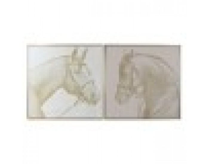 Картина Home ESPRIT Бежов Златен Пурпурин Кон 103 x 4,5 x 103 cm (2 броя)