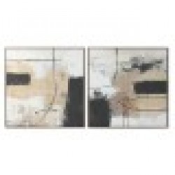 Картина Home ESPRIT Черен Златен Абстрактен Град 100 x 4 x 100 cm (2 броя) - Tablouri, postere, puzzle-uri