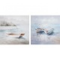 Картина DKD Home Decor 100 x 3,5 x 100 cm Barco 100 x 2 x 100 cm Средиземноморско (2 броя) - Tablouri, postere, puzzle-uri