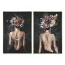 Картина Home ESPRIT Черен Зелен chica 80 x 3,5 x 120 cm (2 броя) - Tablouri, postere, puzzle-uri