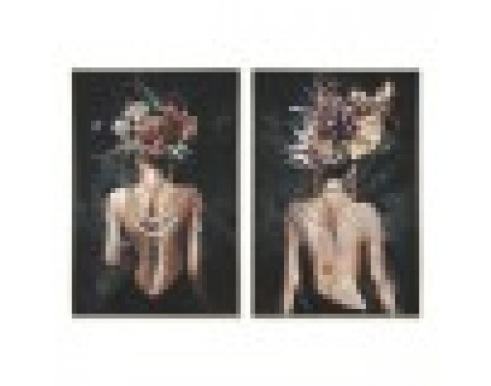 Картина Home ESPRIT Черен Зелен chica 80 x 3,5 x 120 cm (2 броя)