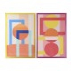 Картина Home ESPRIT Жълт Розов Модерен Град 80 x 3,3 x 120 cm (2 броя) - Tablouri, postere, puzzle-uri