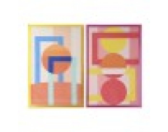 Картина Home ESPRIT Жълт Розов Модерен Град 80 x 3,3 x 120 cm (2 броя)