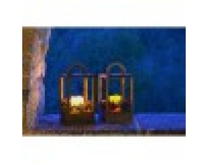 Latern Home ESPRIT Бял Кафяв Червен Дървен 16 x 16 x 26 cm (2 броя)