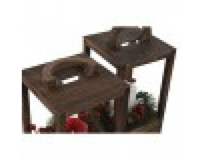 Latern Home ESPRIT Бял Кафяв Червен Дървен 16 x 16 x 26 cm (2 броя)
