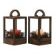 Latern Home ESPRIT Бял Кафяв Червен Дървен 16 x 16 x 26 cm (2 броя)