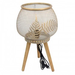 Настолна лампа DKD Home Decor Златен Метал Дървен (33 x 33 x 51 cm) - Veioze