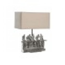 Настолна лампа DKD Home Decor 36 x 21,5 x 43 cm Сребрист Бежов Метал Смола 220 V 50 W - Veioze