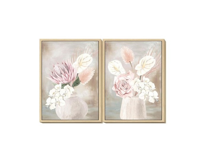 Картина DKD Home Decor полистирен Пластно Ваза (2 pcs) (50 x 4 x 70 cm)