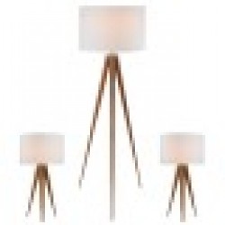 Лампион Home ESPRIT Кафяв Дървен Метал Алуминий 40 x 40 x 153 cm (3 Части) - Home esprit