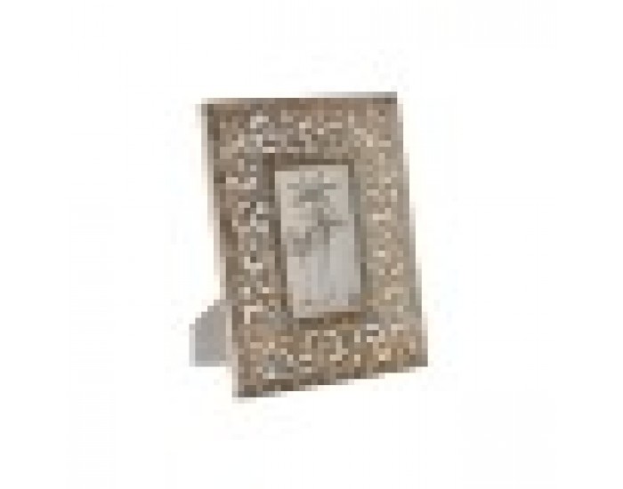 Рамка за снимки Home ESPRIT Бял Естествен Кристал Дърво манго Индианец 21 x 2 x 26,5 cm