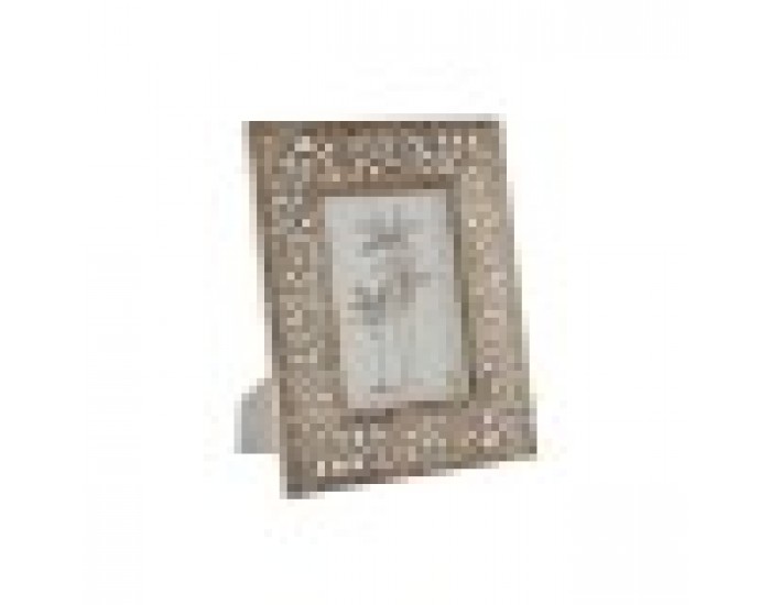 Рамка за снимки Home ESPRIT Бял Естествен Кристал Дърво манго Индианец 26,5 x 2 x 31,5 cm
