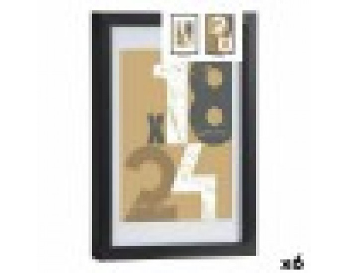 Рамка за снимки 24 x 2,5 x 32,5 cm Черен Cтъкло Дървен MDF (6 броя)