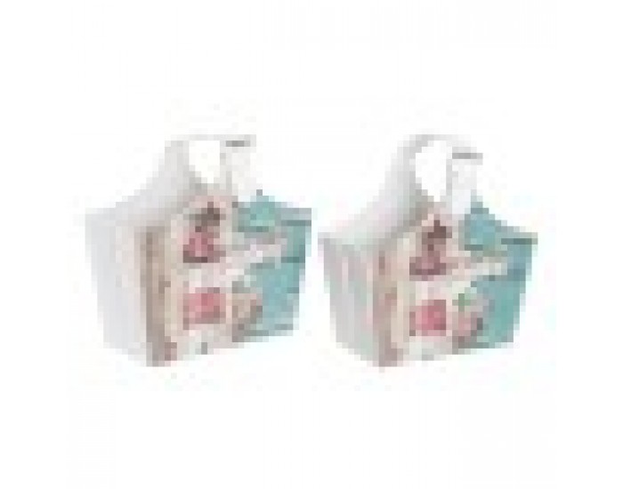 поставка за списания DKD Home Decor 40 x 18 x 41 cm Многоцветен Картон Средиземноморско (2 броя)