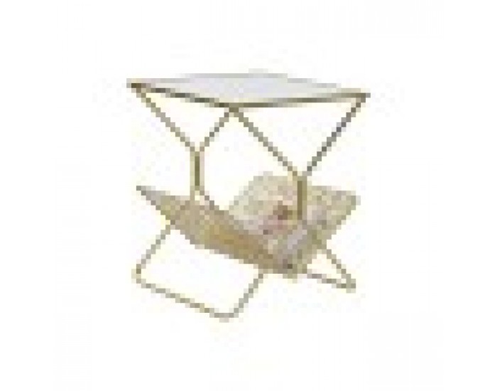 поставка за списания DKD Home Decor Огледало Златен Метал (45 x 45 x 55 cm)
