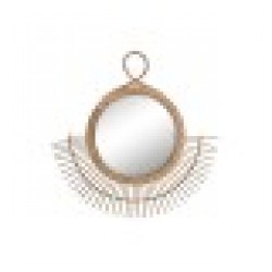 Стенно огледало DKD Home Decor Кристал Кафяв Pатан (68 x 2 x 68 cm) - Dormitor